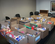 an image of boxes of food to donate to needy families