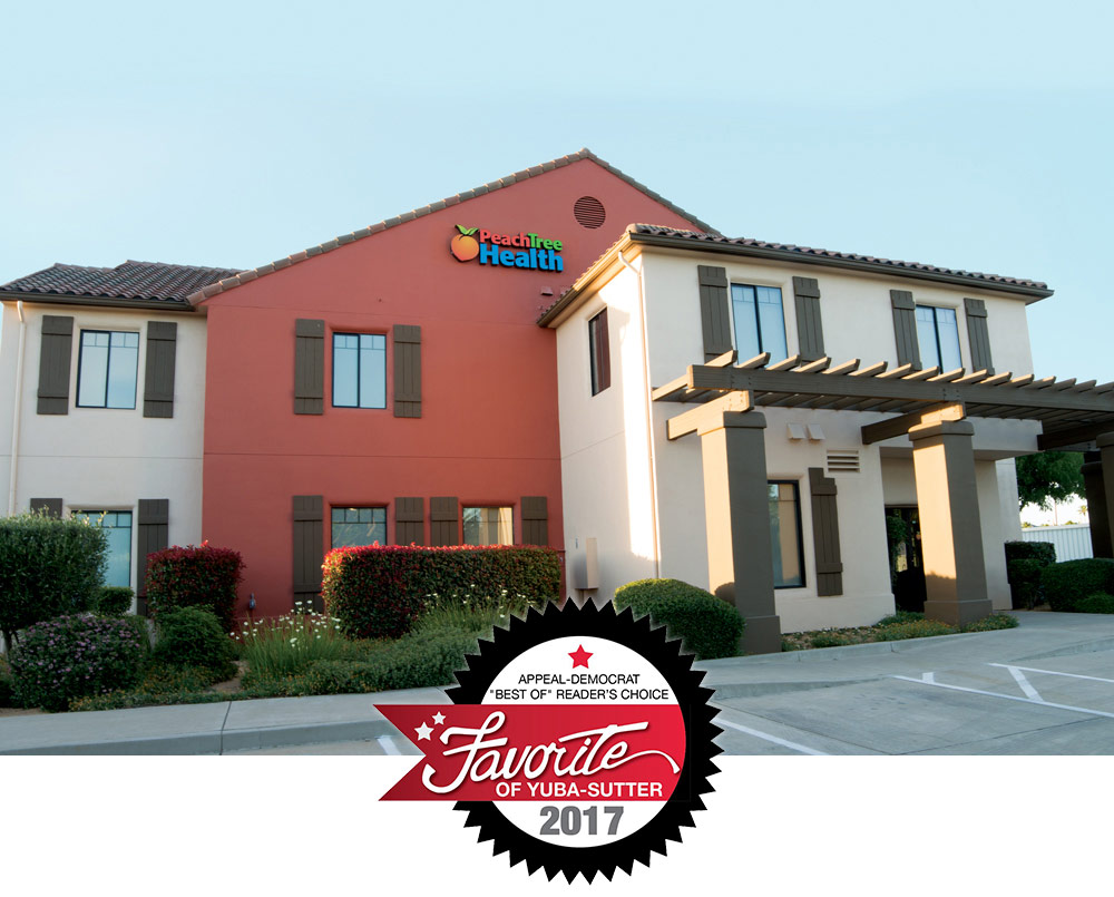 an image of the outside of the Peach Tree Health clinic in Yuba City