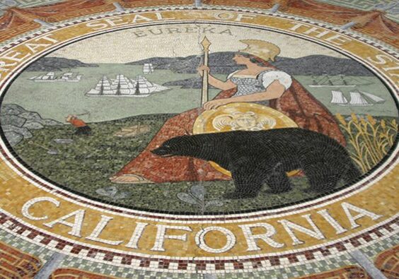 photograph, color, the great seal of the state of california, tiles,