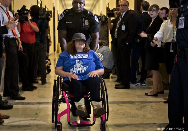 an image of a protester in wheelchair Sacramento Health Centers