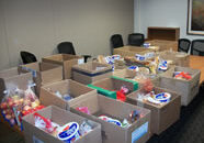 an image of boxes of food to donate to needy families
